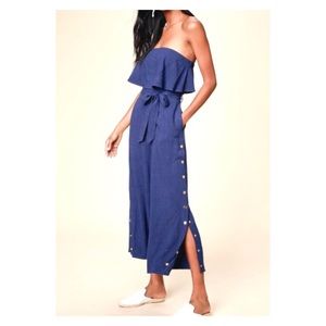 Lulus Lanah Strapless Ruffle Cropped Jumpsuit